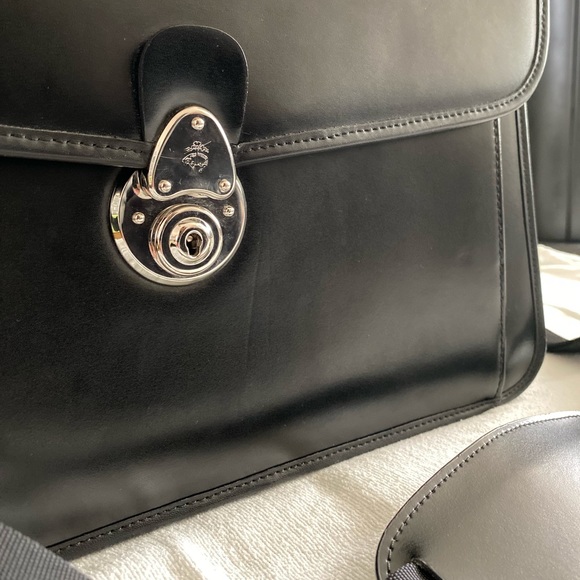 Brooks Brothers Black Leather Single Gusset Classic Briefcase - Picture 4 of 5